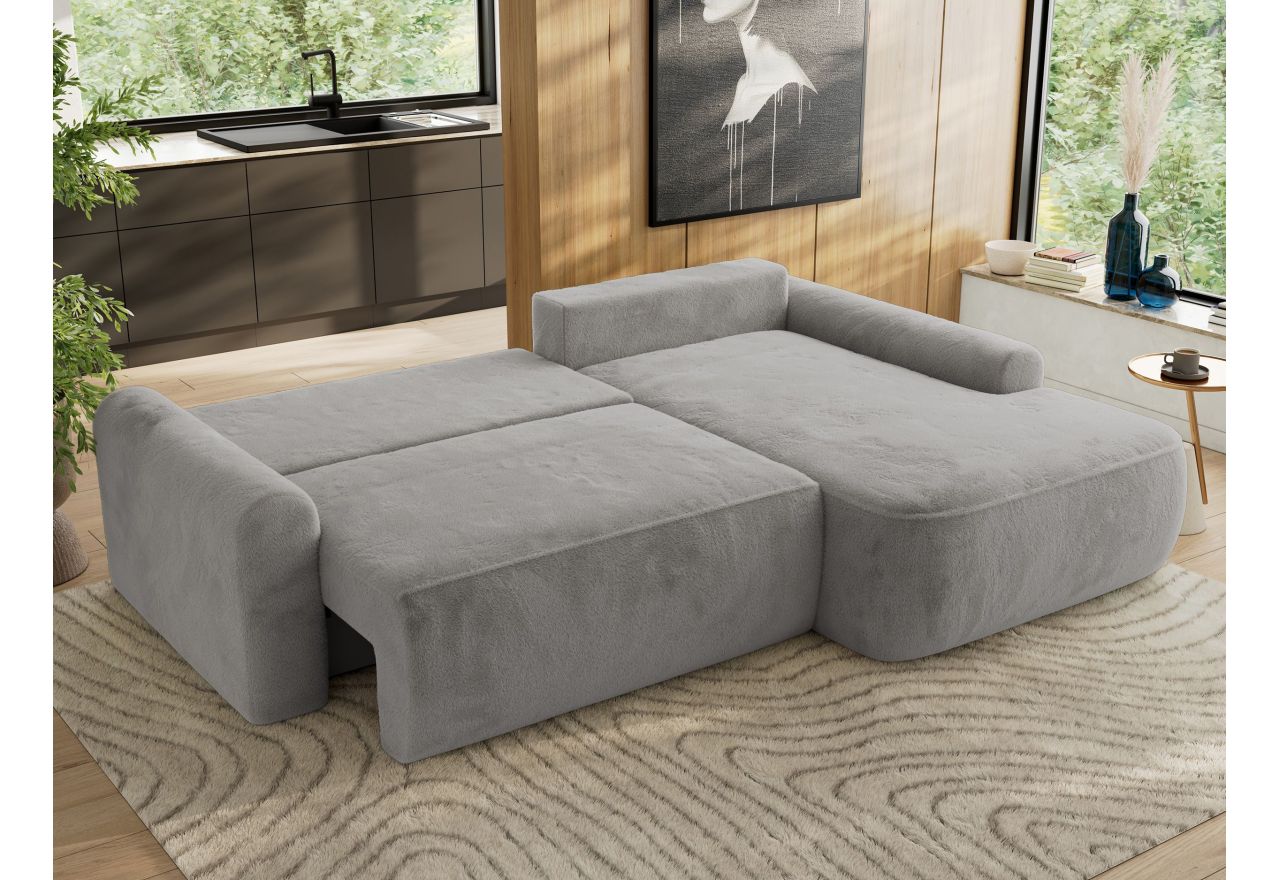 Narożnik CUBO L - strona prawa - jasnoszary, plusz