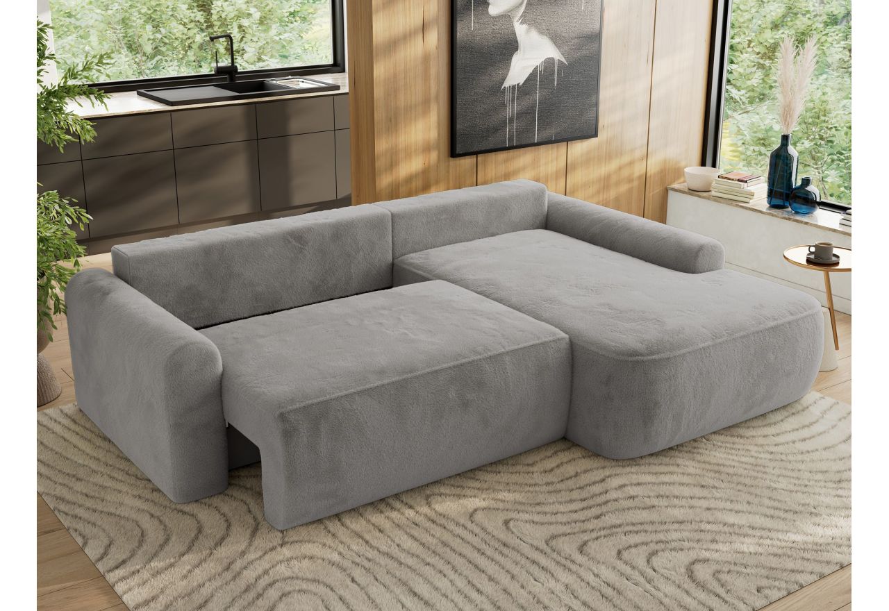 Narożnik CUBO L - strona prawa - jasnoszary, plusz