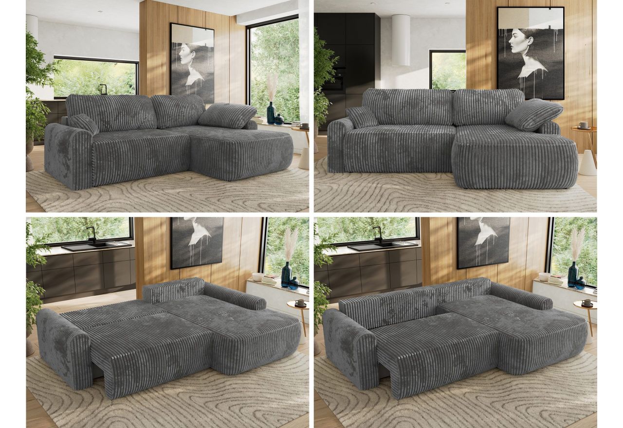 Narożnik CUBO L - strona prawa - szary, sztruks