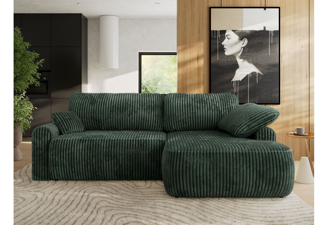 Narożnik CUBO L - strona prawa - ciemnozielony, sztruks