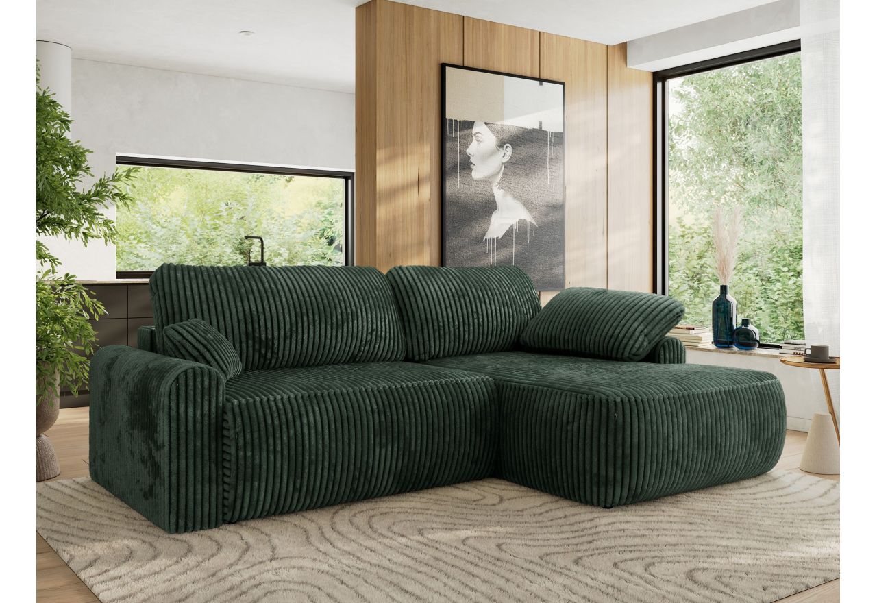 Narożnik CUBO L - strona prawa - ciemnozielony, sztruks