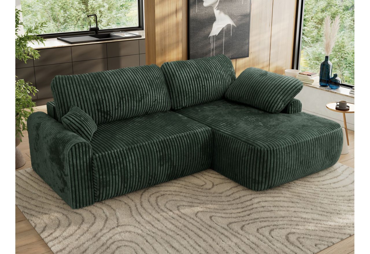 Narożnik CUBO L - strona prawa - ciemnozielony, sztruks