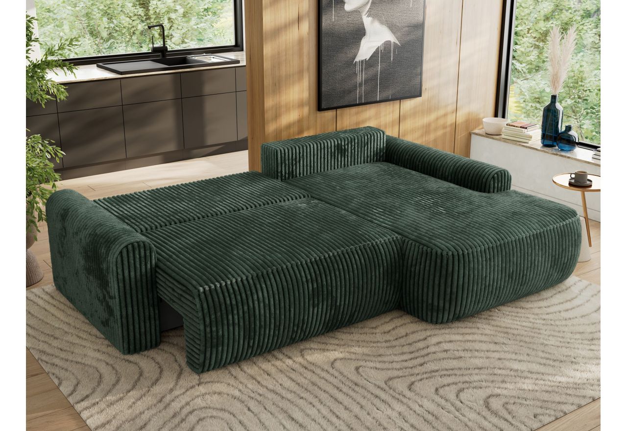 Narożnik CUBO L - strona prawa - ciemnozielony, sztruks