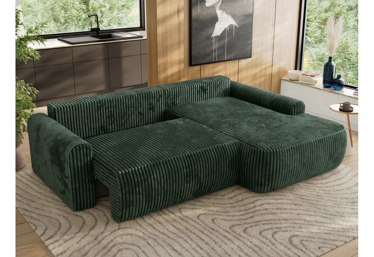 Narożnik CUBO L - strona prawa - ciemnozielony, sztruks