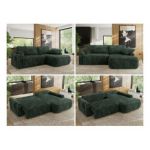 Narożnik CUBO L - strona prawa - ciemnozielony, sztruks