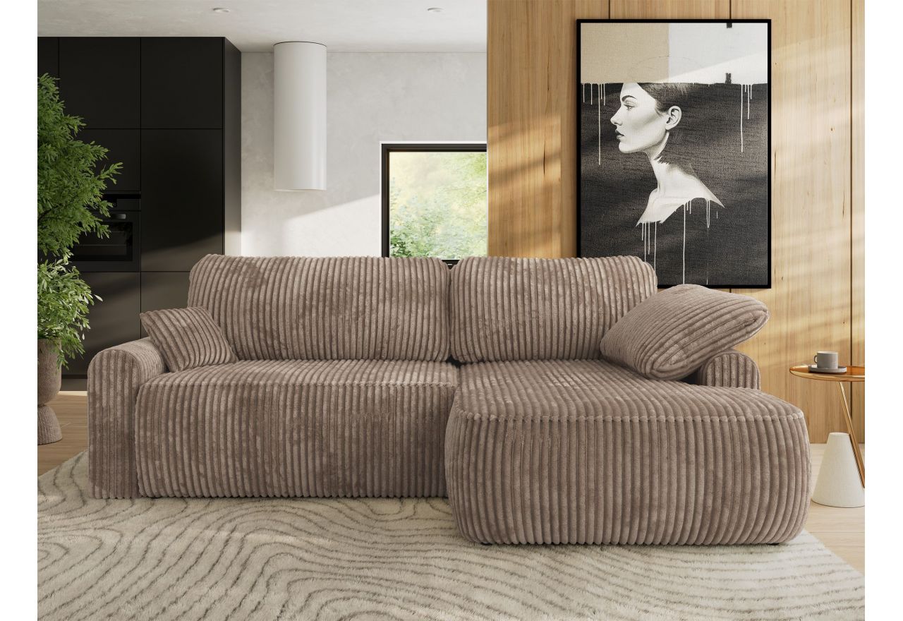 Narożnik CUBO L - strona prawa - brązowy, sztruks