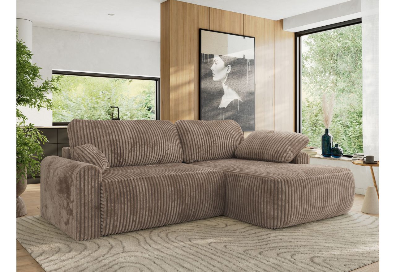 Narożnik CUBO L - strona prawa - brązowy, sztruks