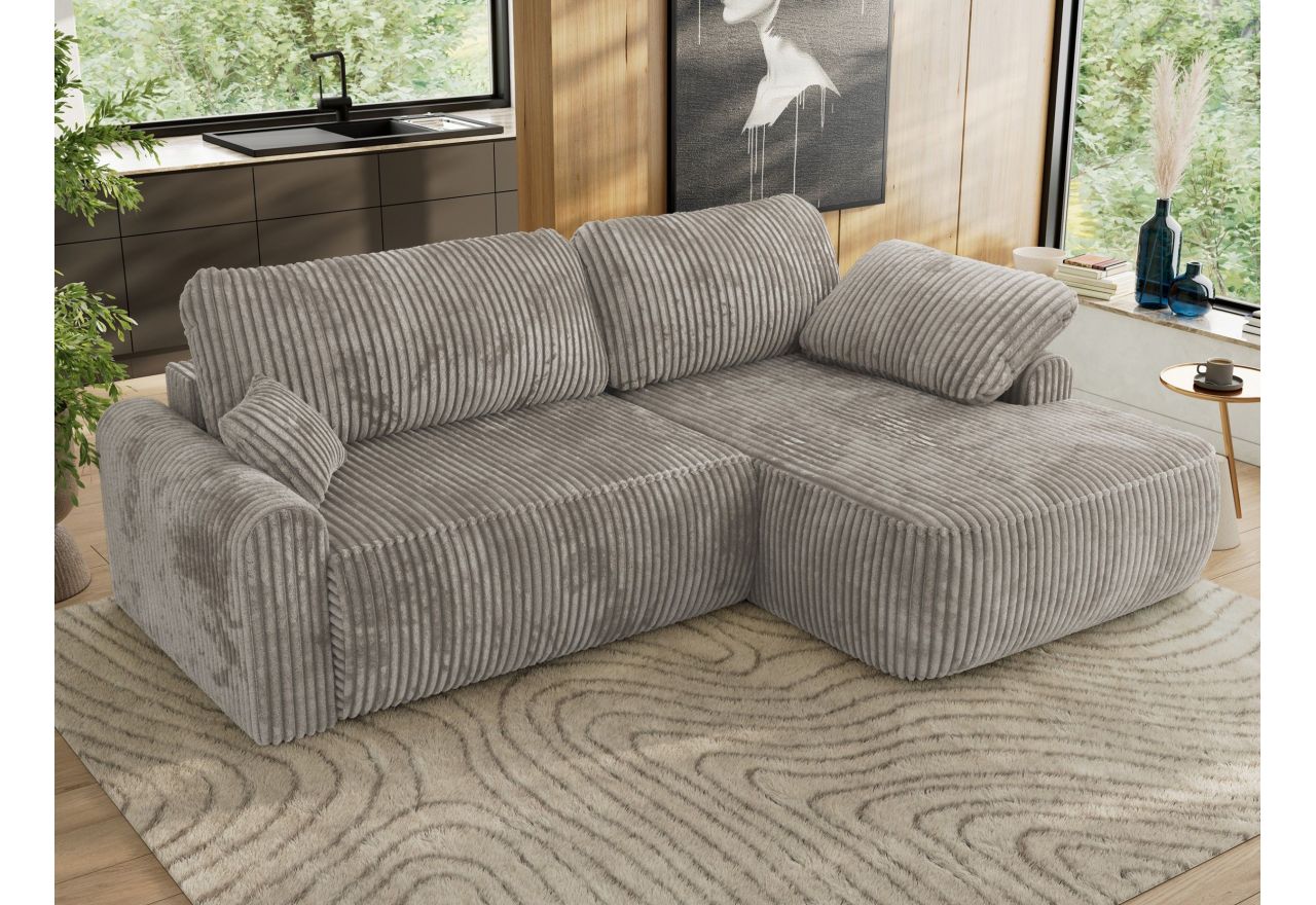 Narożnik CUBO L - strona prawa - jasnobrązowy, sztruks