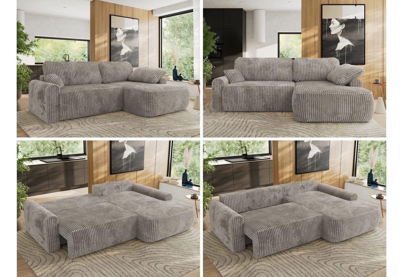 Narożnik CUBO L - strona prawa - jasnobrązowy, sztruks