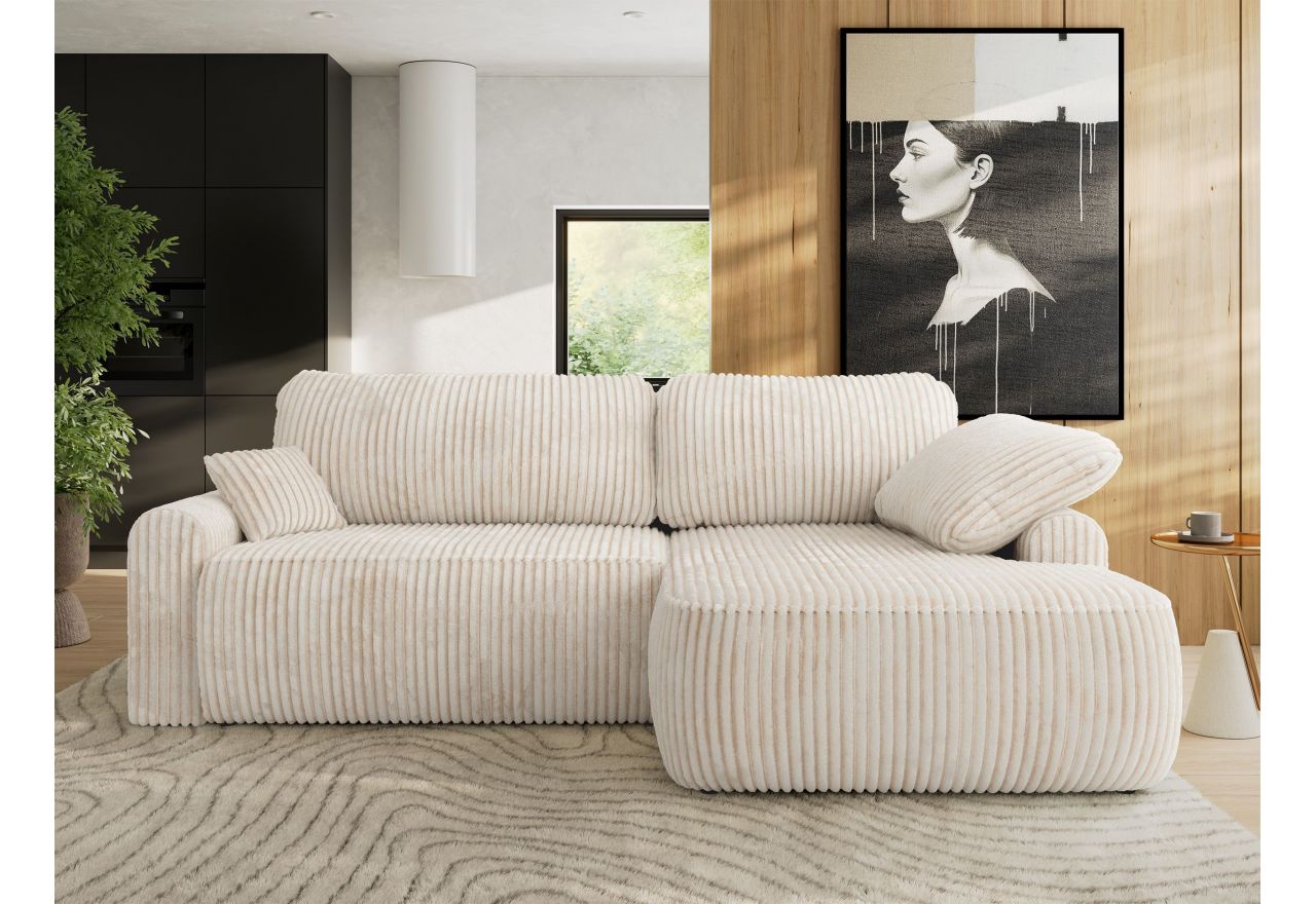 Narożnik CUBO L - strona prawa - beżowy, sztruks