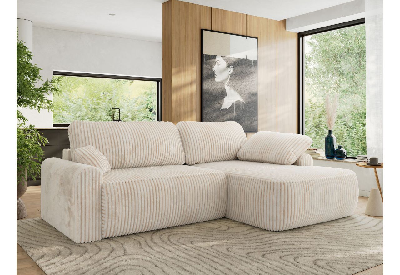 Narożnik CUBO L - strona prawa - beżowy, sztruks