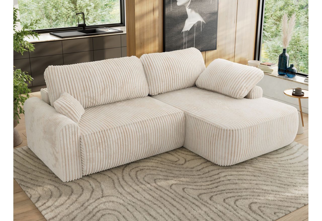 Narożnik CUBO L - strona prawa - beżowy, sztruks