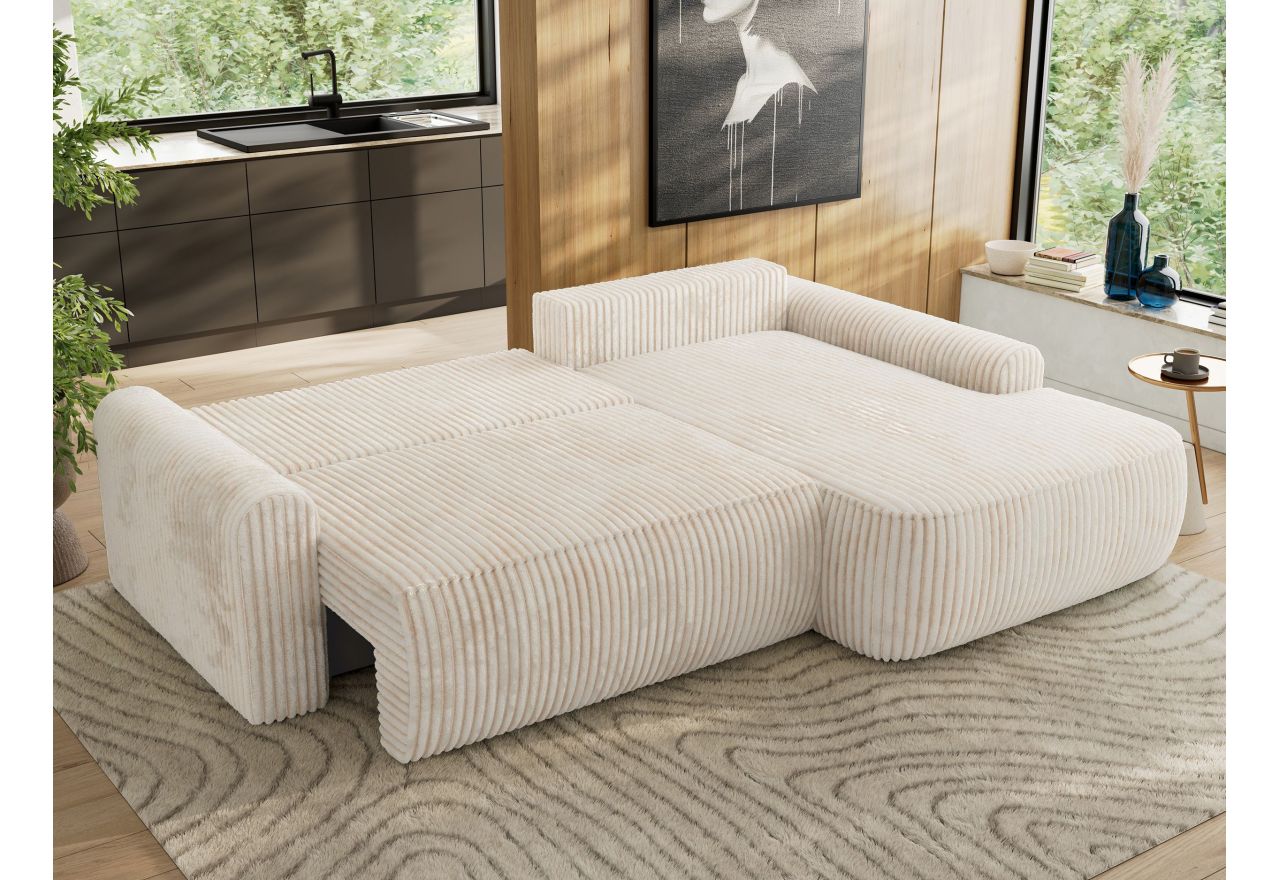 Narożnik CUBO L - strona prawa - beżowy, sztruks