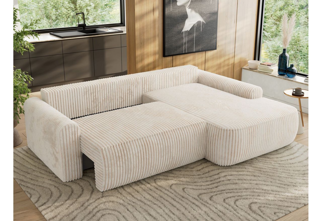 Narożnik CUBO L - strona prawa - beżowy, sztruks