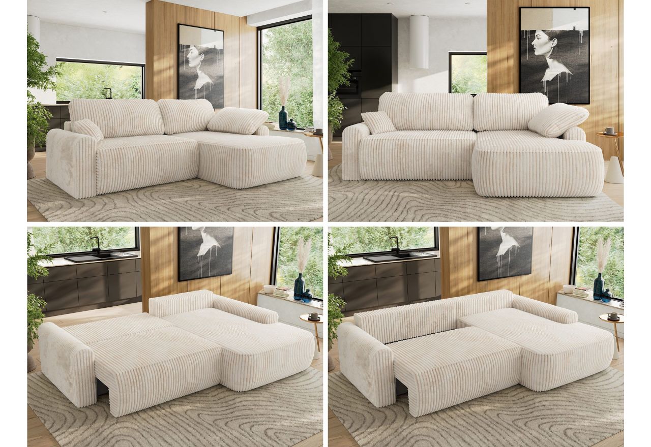 Narożnik CUBO L - strona prawa - beżowy, sztruks