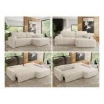 Narożnik CUBO L - strona prawa - beżowy, sztruks