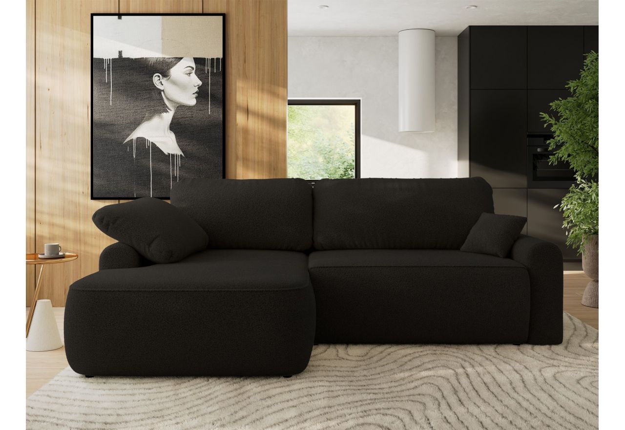 Narożnik CUBO L - strona lewa - czarny, boucle