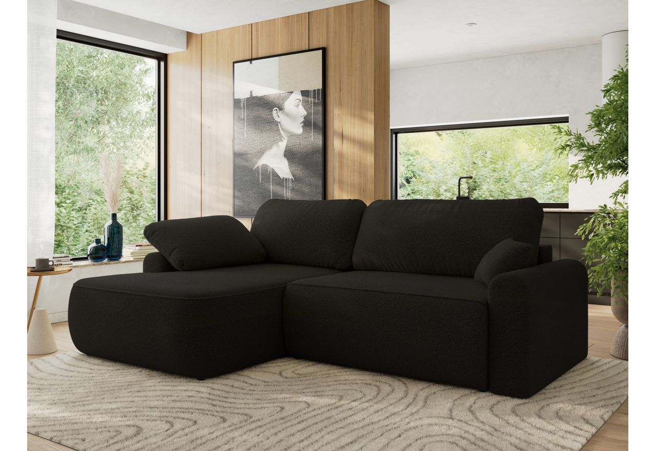 Narożnik CUBO L - strona lewa - czarny, boucle