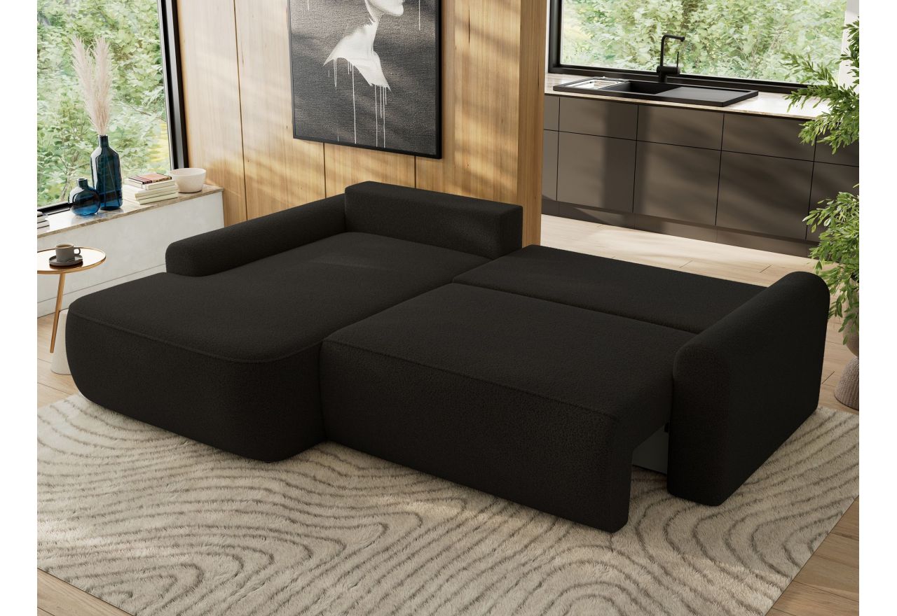 Narożnik CUBO L - strona lewa - czarny, boucle