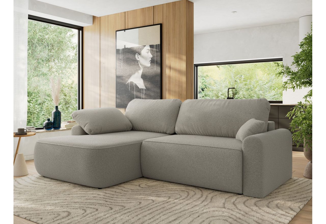 Narożnik CUBO L - strona lewa - jasnoszary, boucle