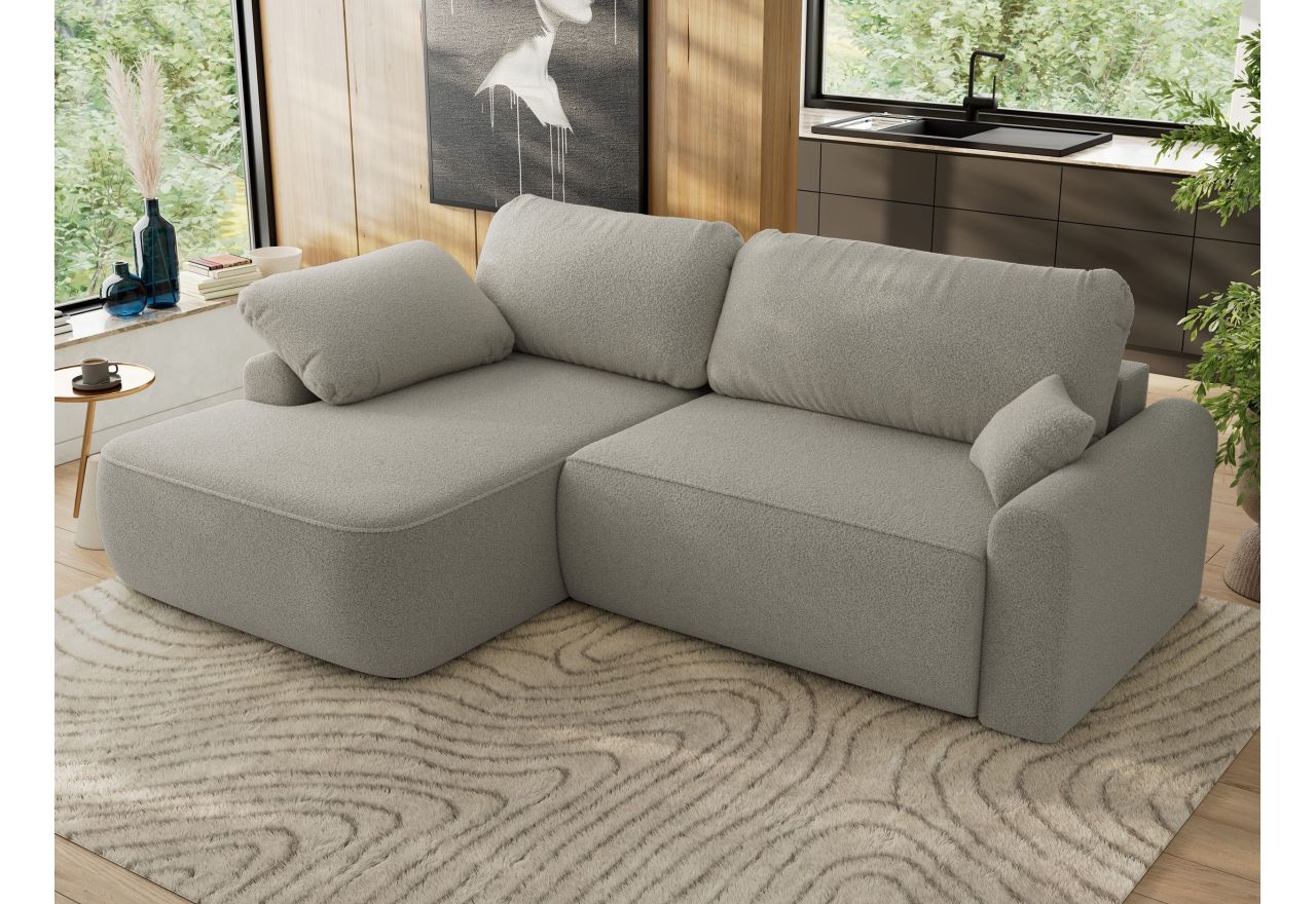 Narożnik CUBO L - strona lewa - jasnoszary, boucle