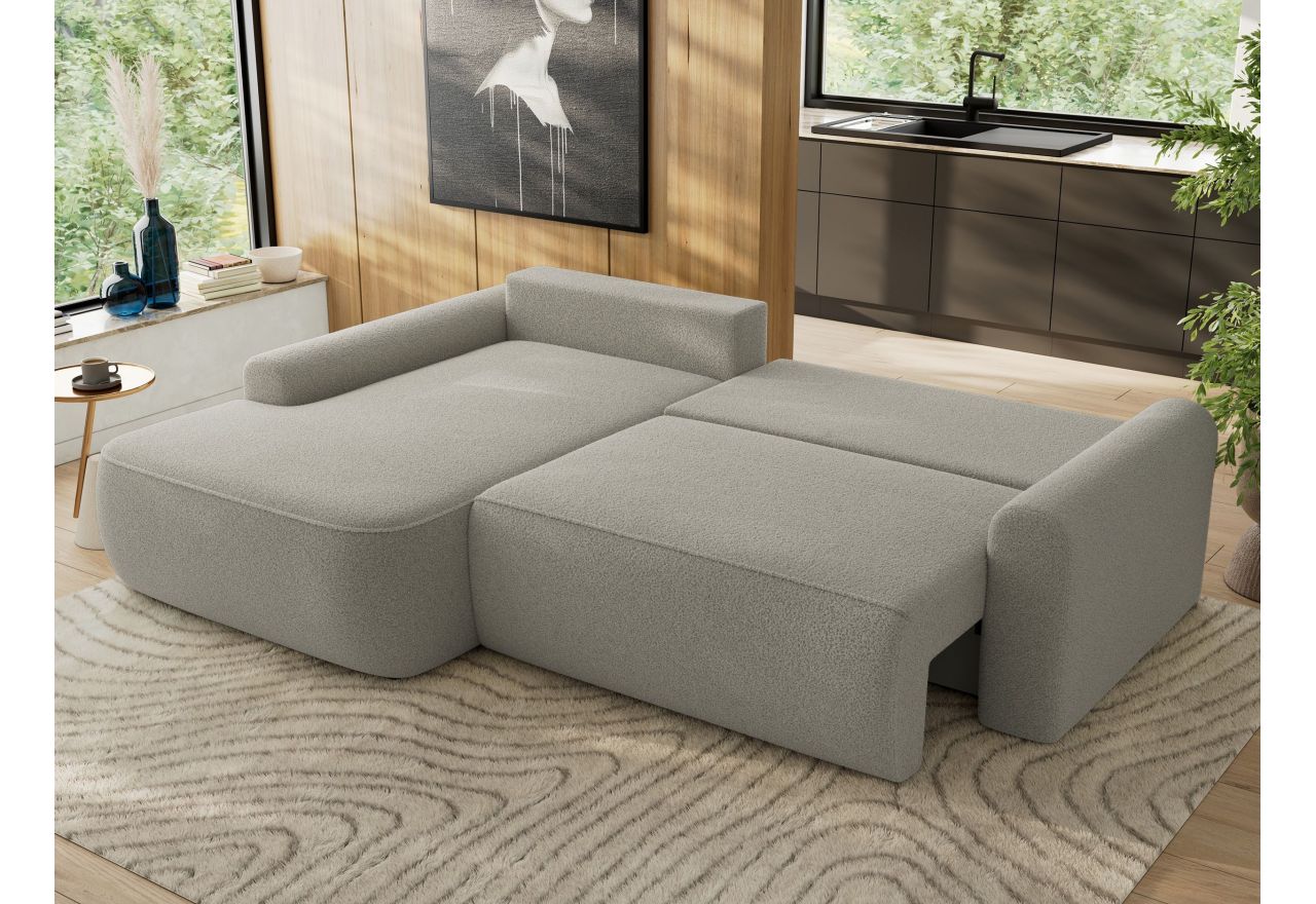 Narożnik CUBO L - strona lewa - jasnoszary, boucle