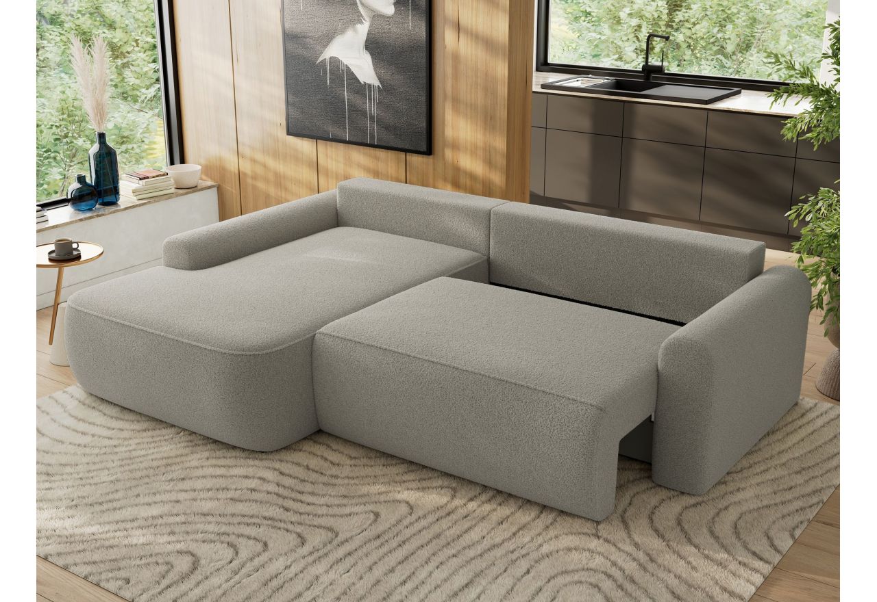 Narożnik CUBO L - strona lewa - jasnoszary, boucle