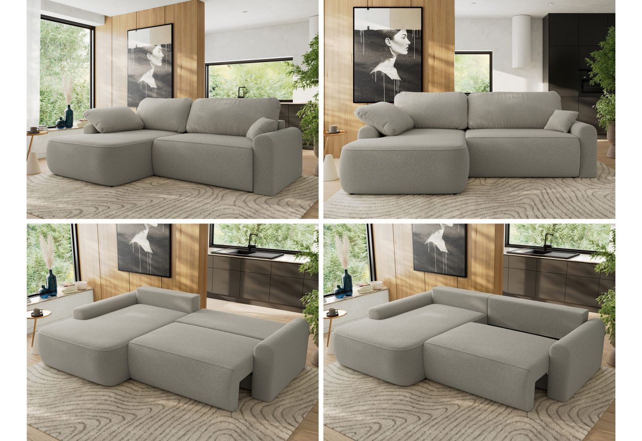 Narożnik CUBO L - strona lewa - jasnoszary, boucle