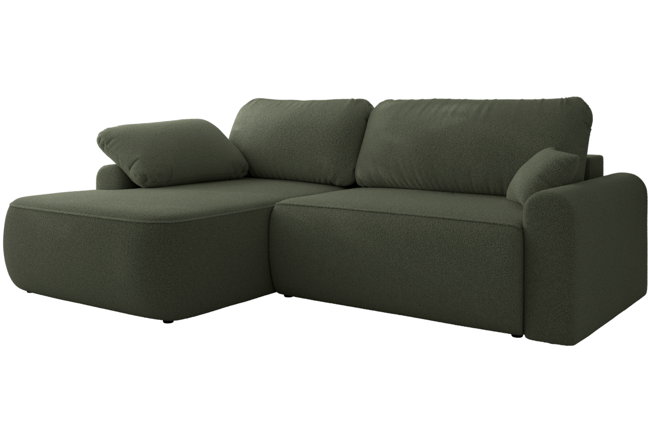 Narożnik CUBO L - strona lewa - ciemnozielony, boucle