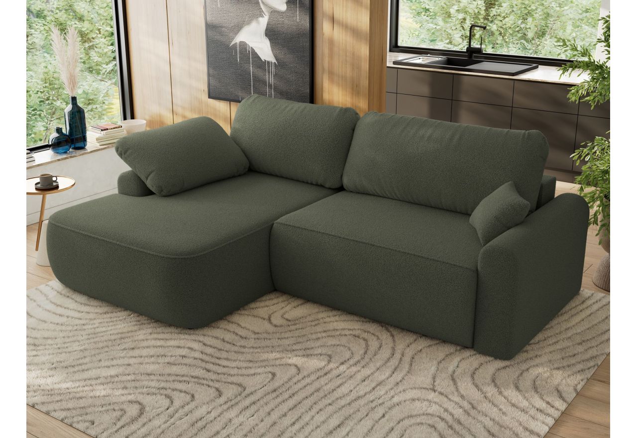 Narożnik CUBO L - strona lewa - ciemnozielony, boucle