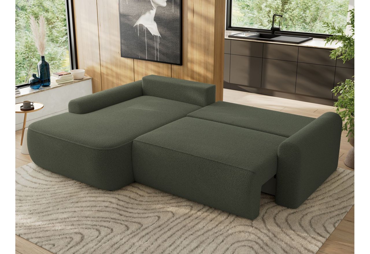 Narożnik CUBO L - strona lewa - ciemnozielony, boucle