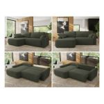 Narożnik CUBO L - strona lewa - ciemnozielony, boucle