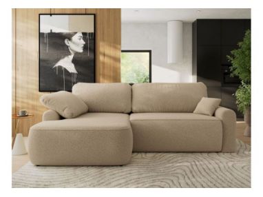 Narożnik CUBO L - strona lewa - jasnobrązowy, boucle