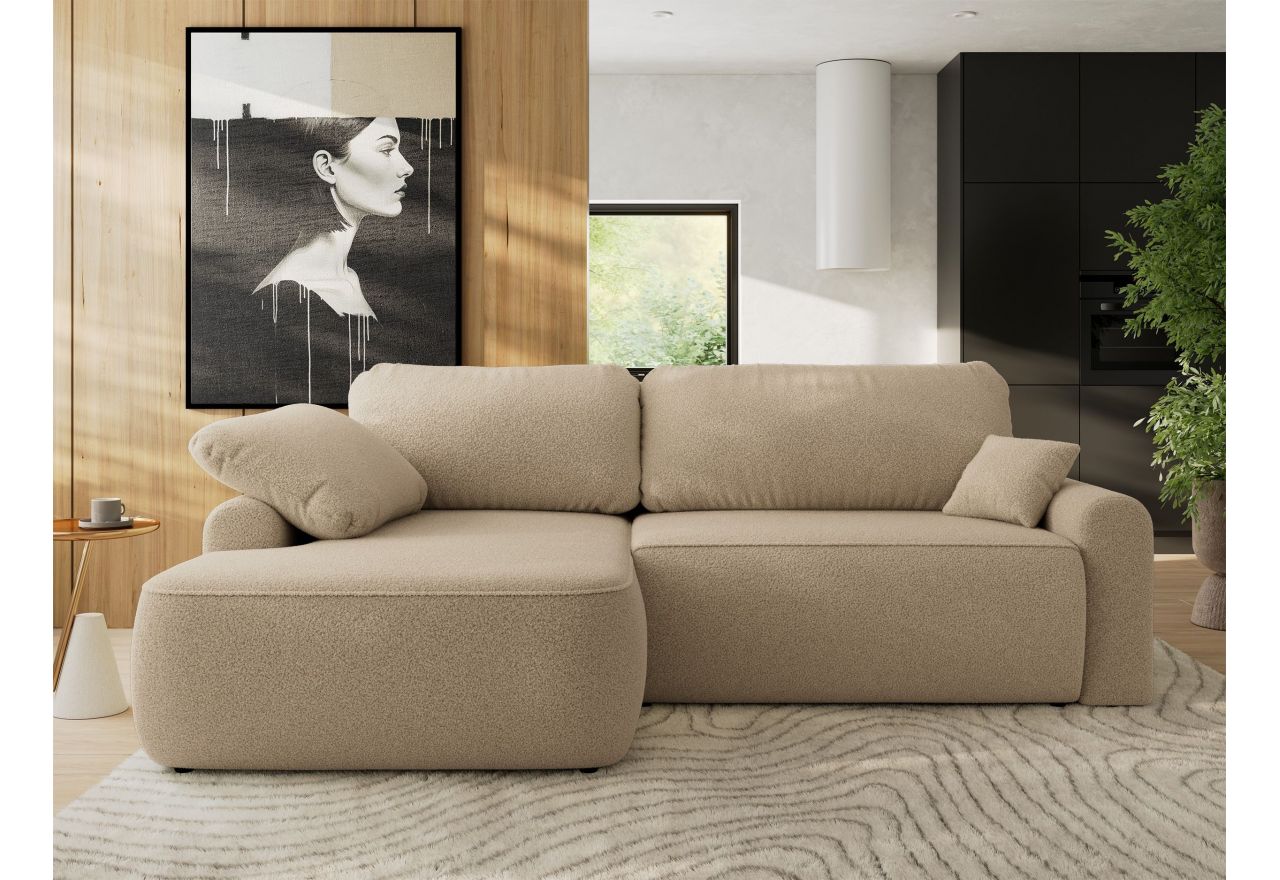 Narożnik CUBO L - strona lewa - jasnobrązowy, boucle