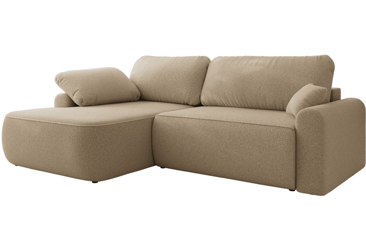 Narożnik CUBO L - strona lewa - jasnobrązowy, boucle