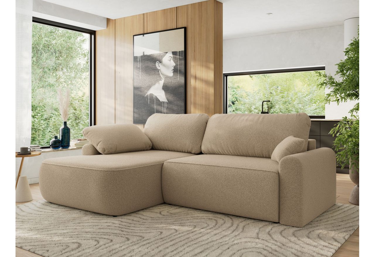 Narożnik CUBO L - strona lewa - jasnobrązowy, boucle