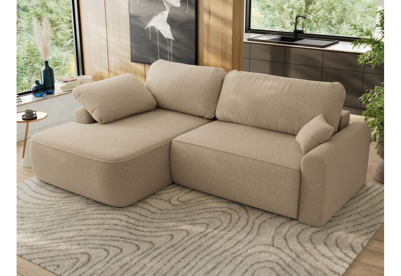 Narożnik CUBO L - strona lewa - jasnobrązowy, boucle