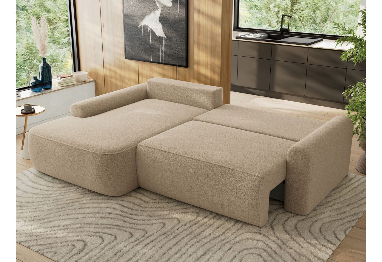 Narożnik CUBO L - strona lewa - jasnobrązowy, boucle