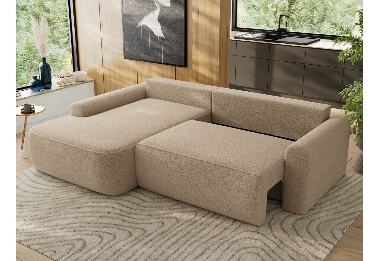 Narożnik CUBO L - strona lewa - jasnobrązowy, boucle