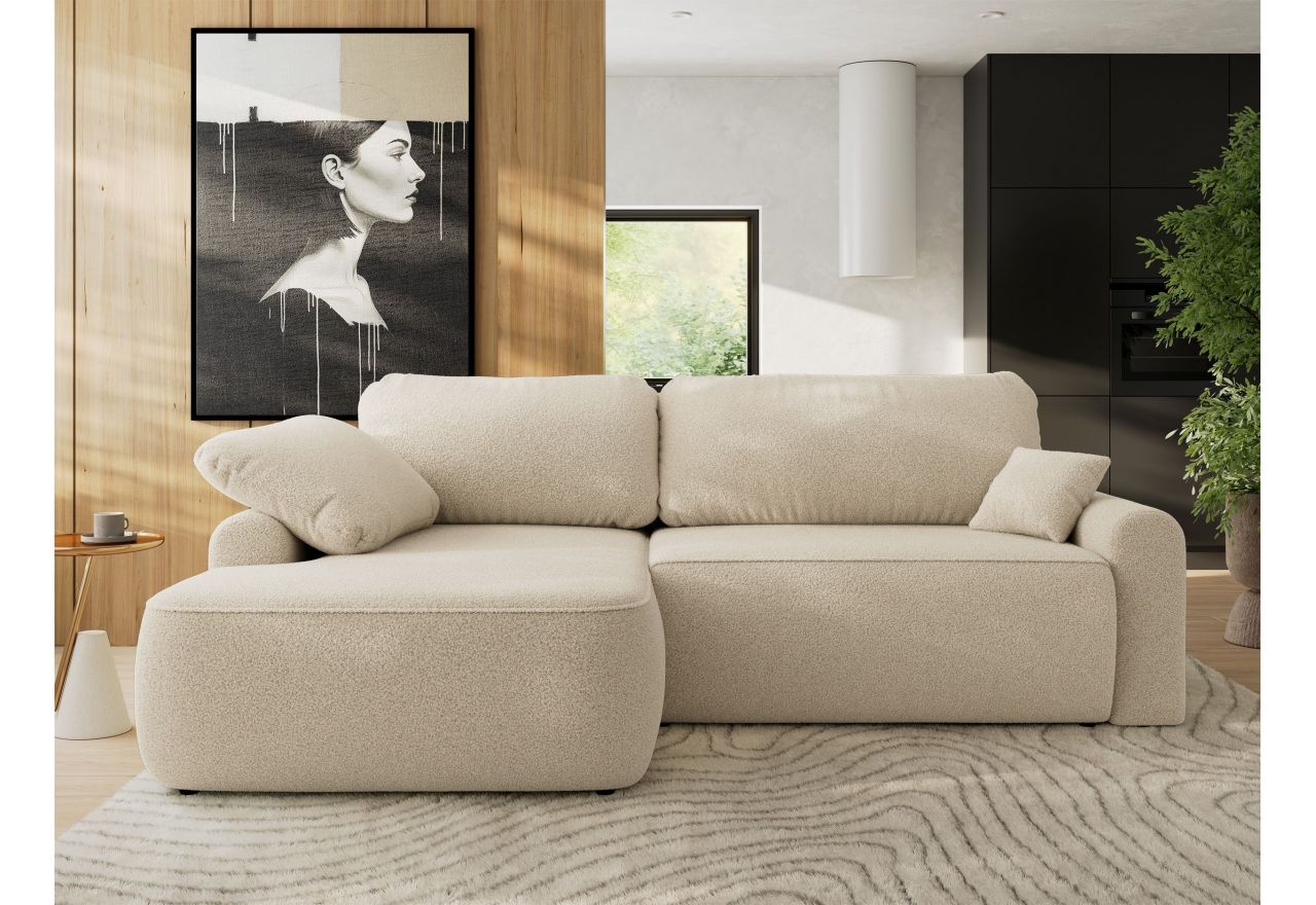 Narożnik CUBO L - strona lewa - beżowy, boucle