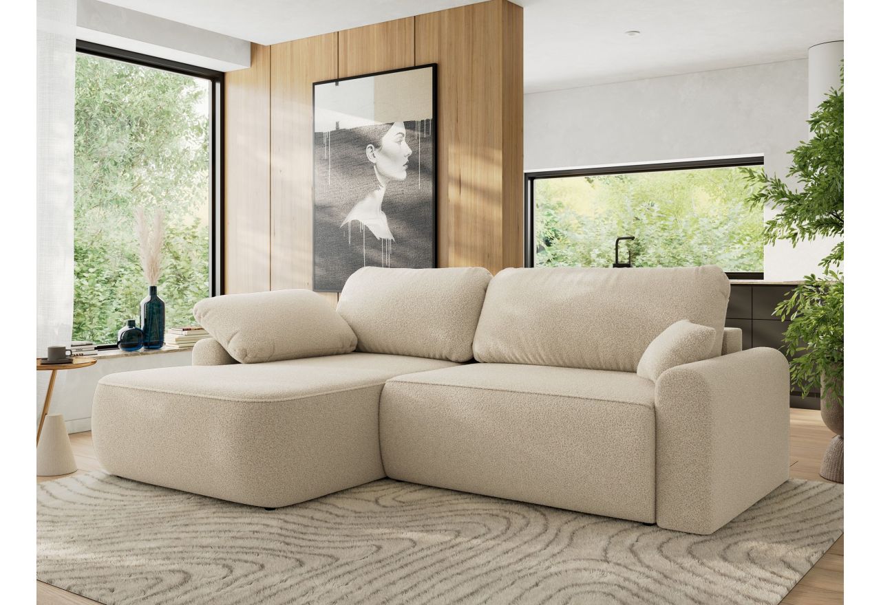 Narożnik CUBO L - strona lewa - beżowy, boucle