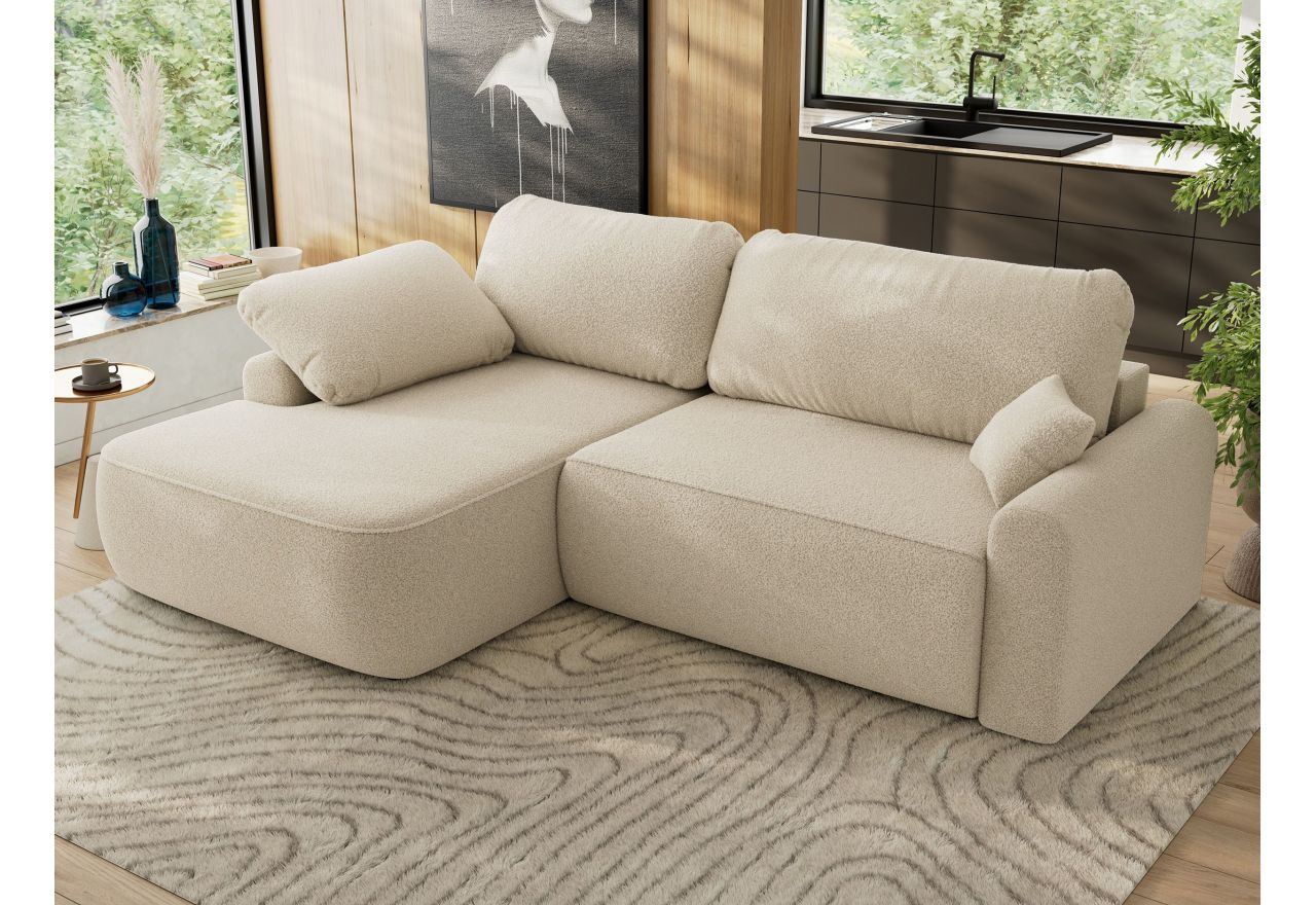 Narożnik CUBO L - strona lewa - beżowy, boucle