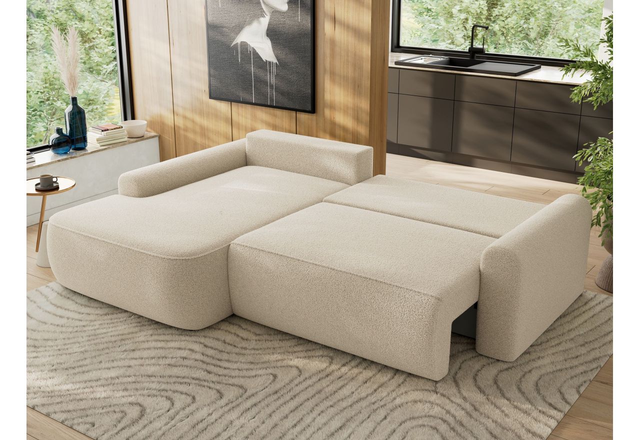 Narożnik CUBO L - strona lewa - beżowy, boucle