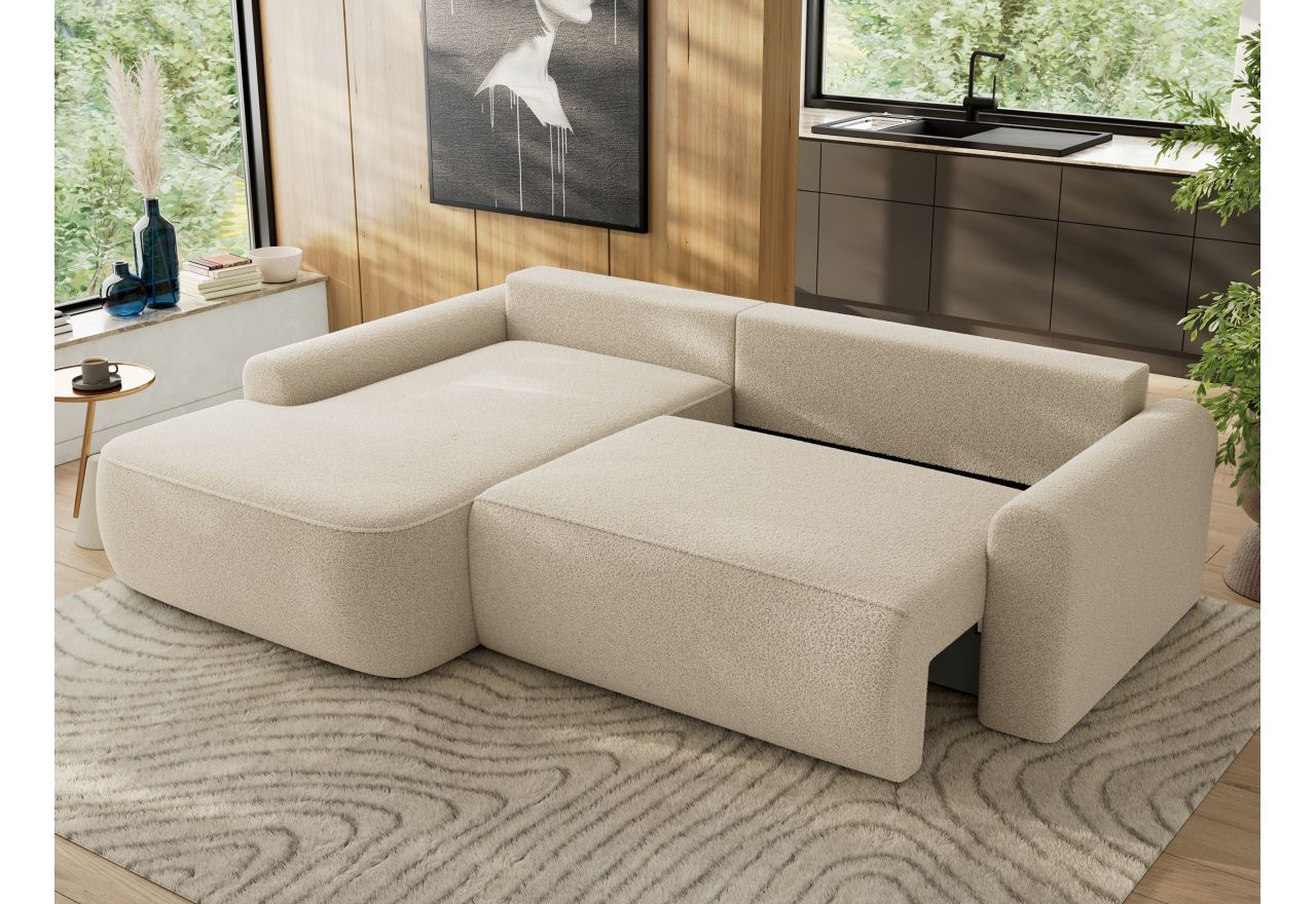 Narożnik CUBO L - strona lewa - beżowy, boucle