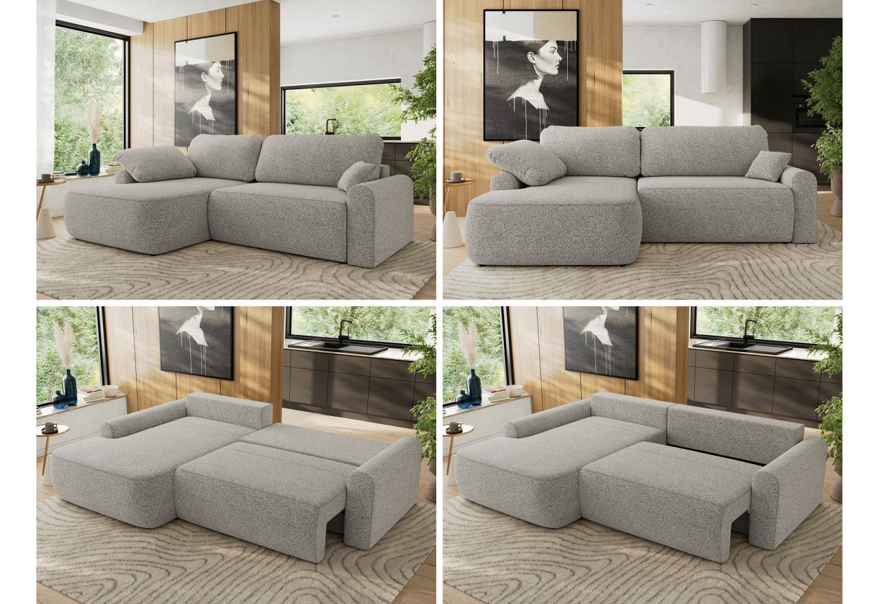 Narożnik CUBO L - strona lewa - jasnoszary, struktura