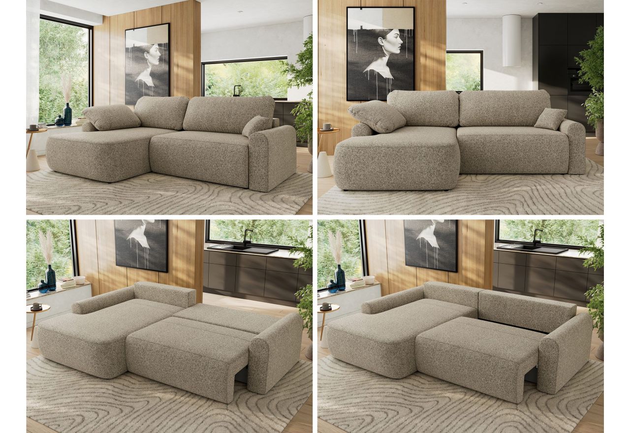 Narożnik CUBO L - strona lewa - ciemnobeżowy, struktura