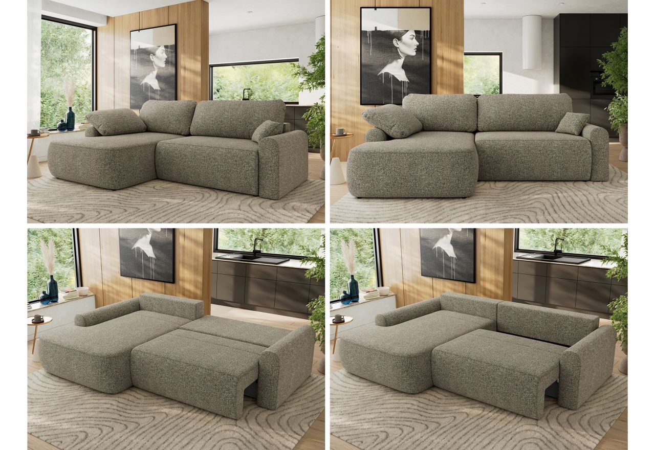 Narożnik CUBO L - strona lewa - szary, struktura