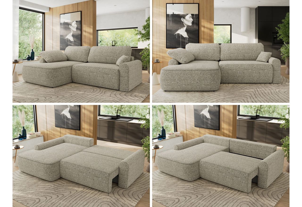 Narożnik CUBO L - strona lewa - beżowy, struktura