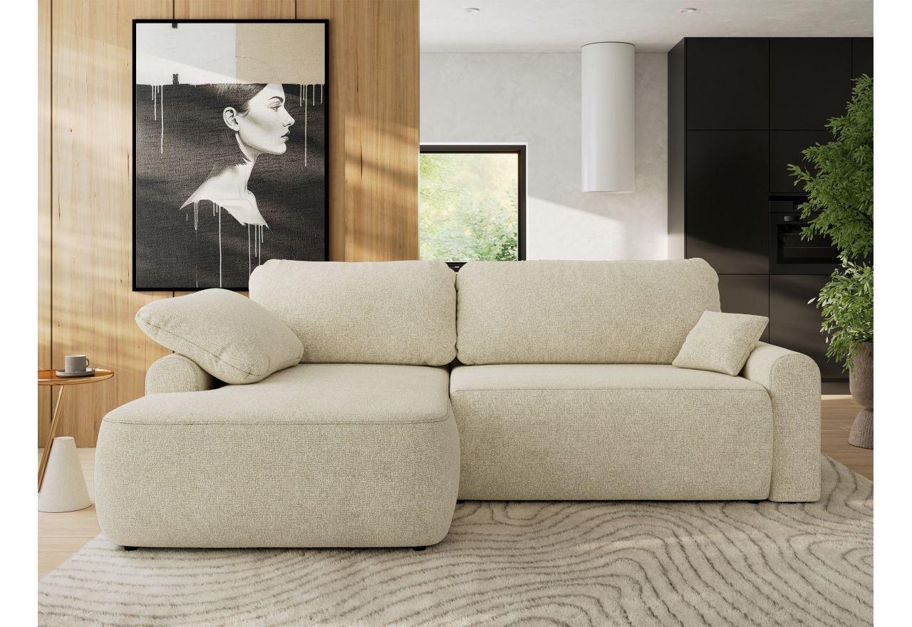 Narożnik CUBO L - strona lewa - kremowy, struktura