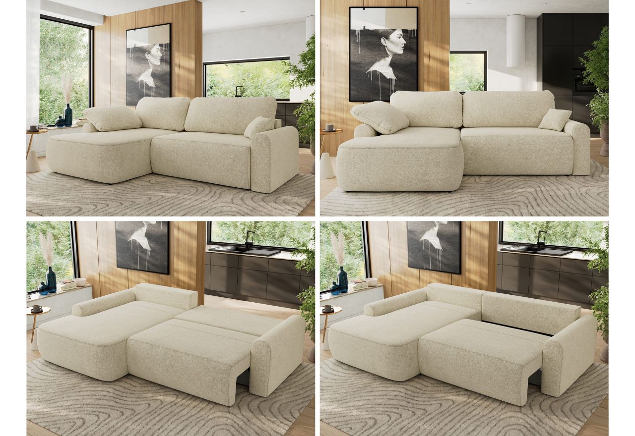 Narożnik CUBO L - strona lewa - kremowy, struktura